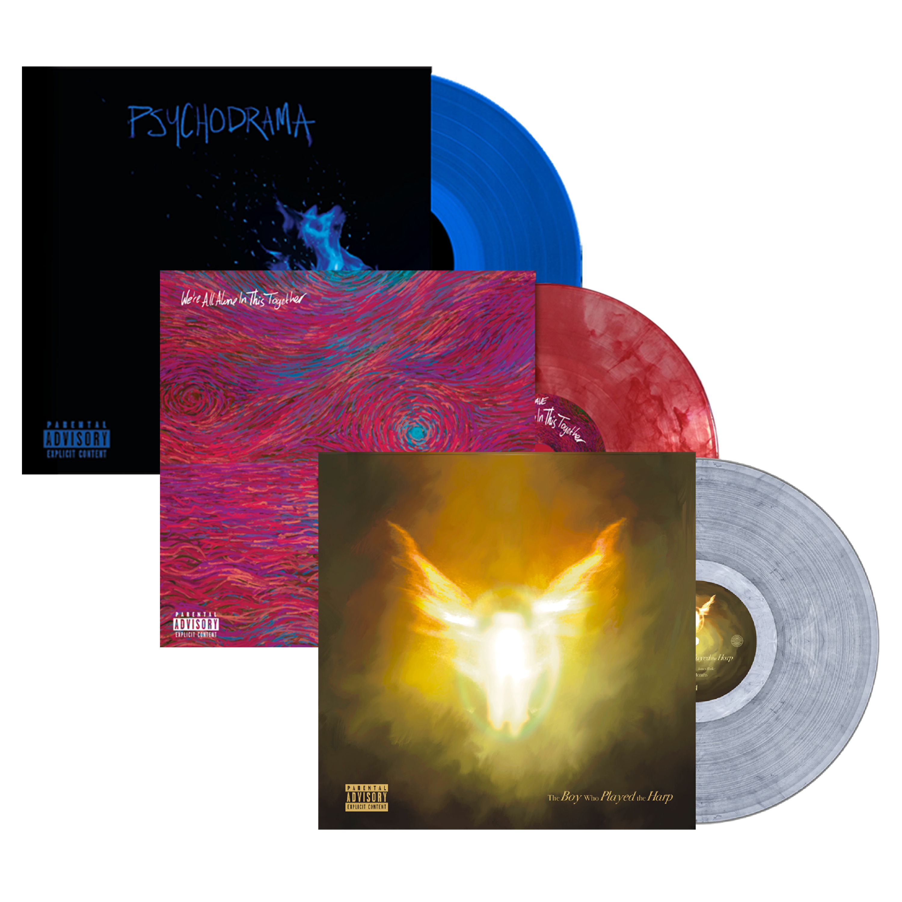 The Boy Who Played the Harp Exclusive Silver Marbled 2LP Vinyl, We're All Alone In This Together & Psychodrama Vinyl
