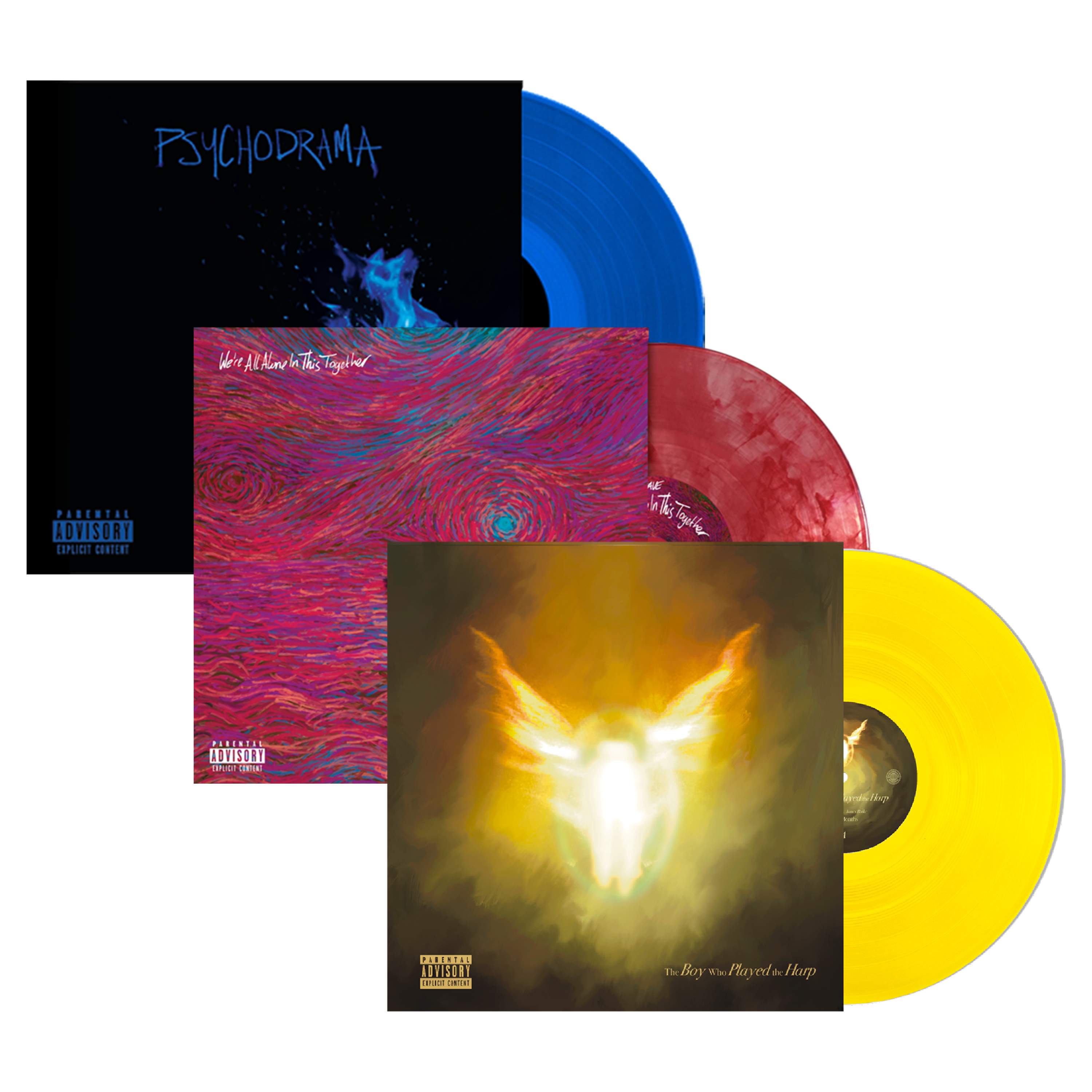 The Boy Who Played the Harp Yellow 2LP Vinyl, We're All Alone In This Together & Psychodrama vinyl
